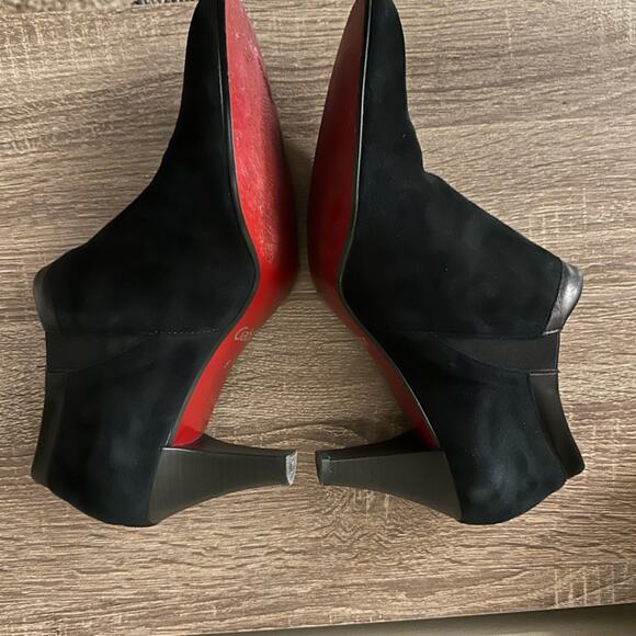 2/$25 Gabor Booties Black Suede Godiva High Cut Court Boots Heels Zipper Fall 8 - Picture 6 of 10